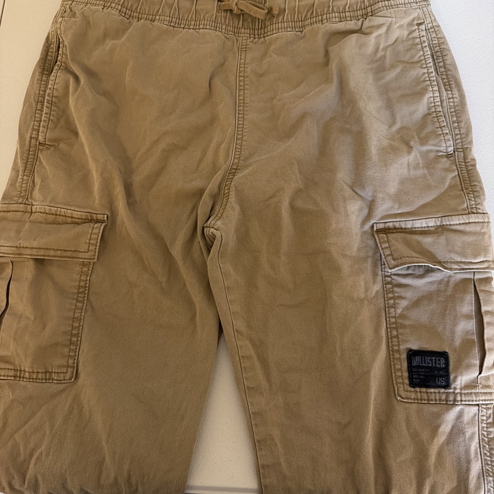Hollister Men's Epic Flex Straight Pull-on Twill Cargo Pants Khaki Small 34x30